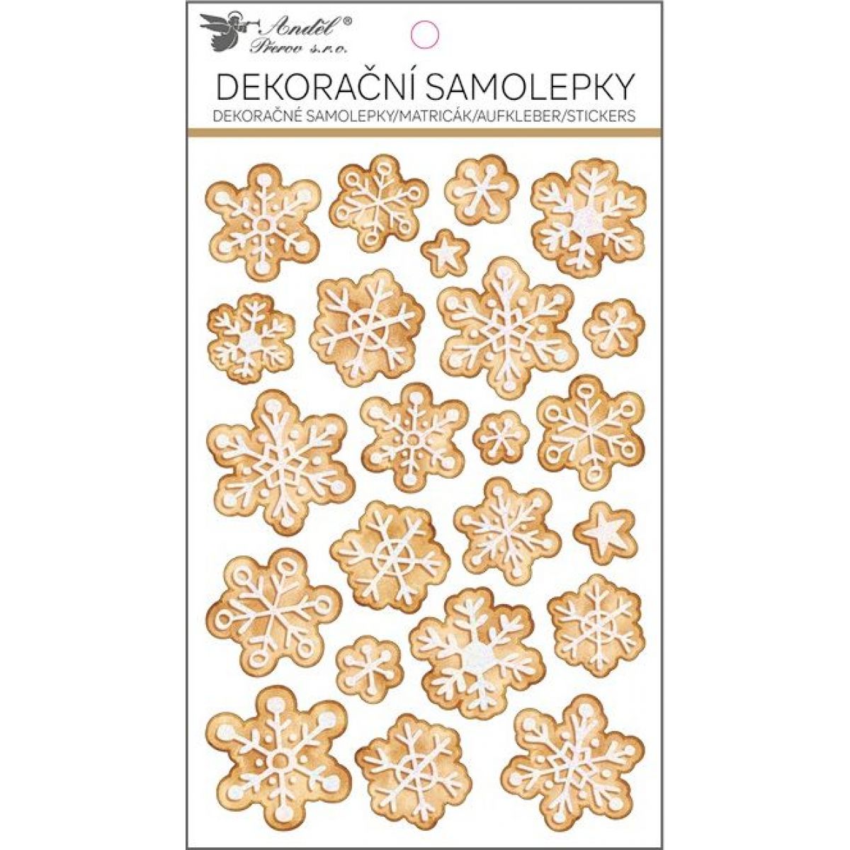 Samolepky perníkové vločky s glitrem 14,5 x 25 cm