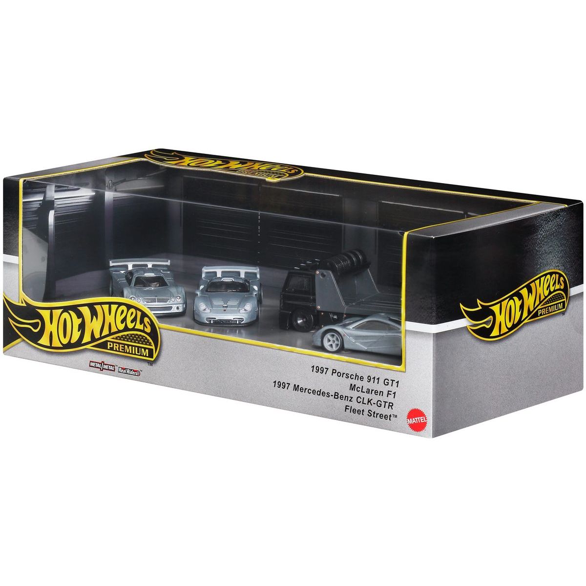 Hot Wheels Premium Angličák s týmovým tahačem 3 ks - Závod le Mans