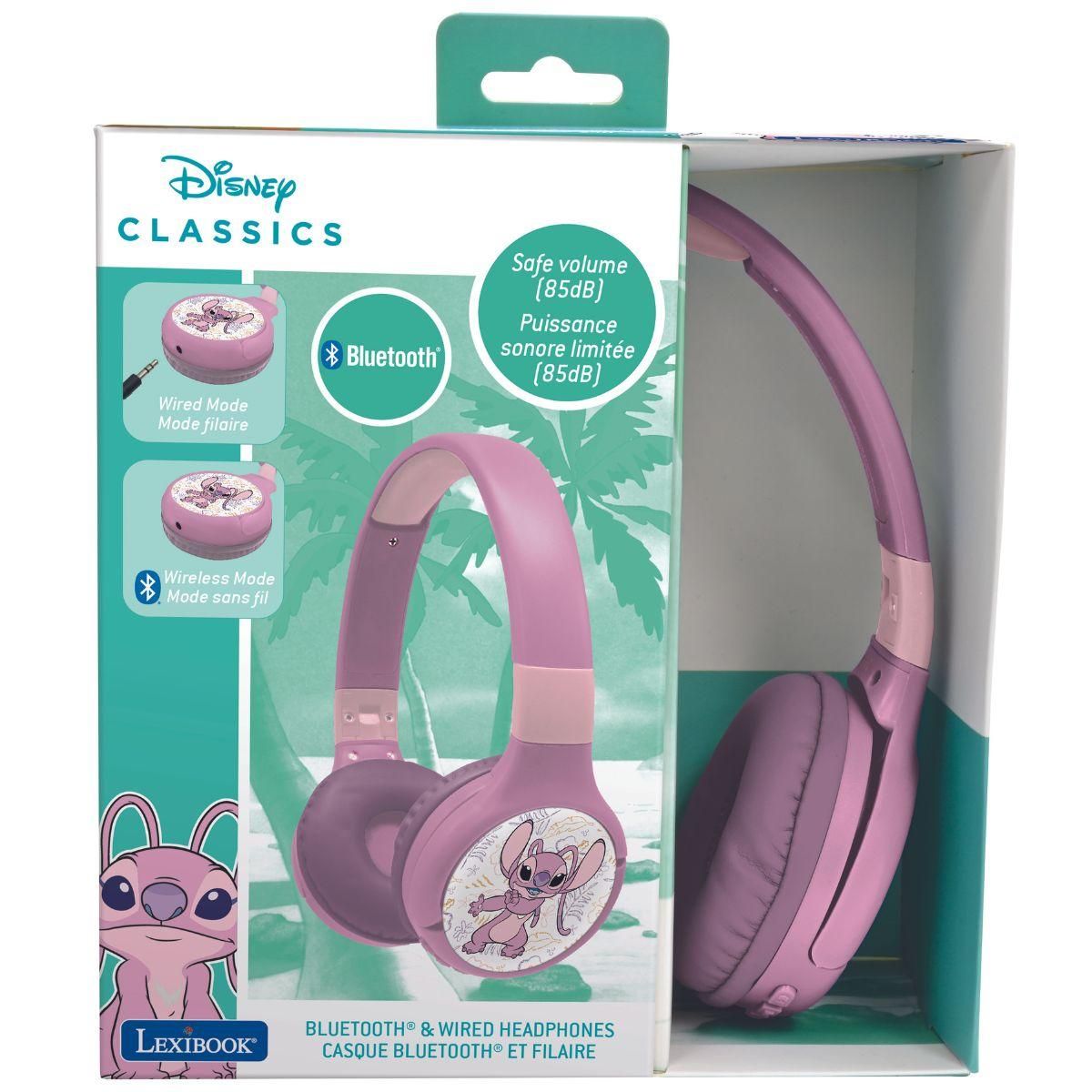 Lexibook 2v1 bluetooth skládací sluchátka Stitch Angel s limitem hlasitosti
