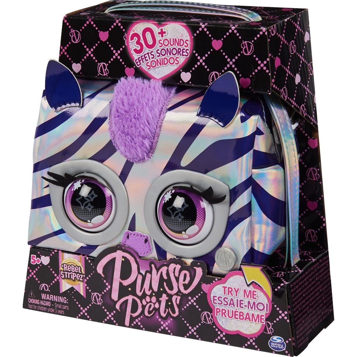 Purse Pets Metalická interaktivní kabelka zebra