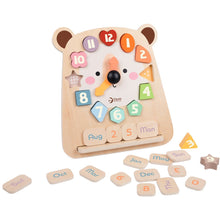 Teddies Hodiny medvěd výukové vkládačka dřevěné v krabici 26x29x5cm 24m+