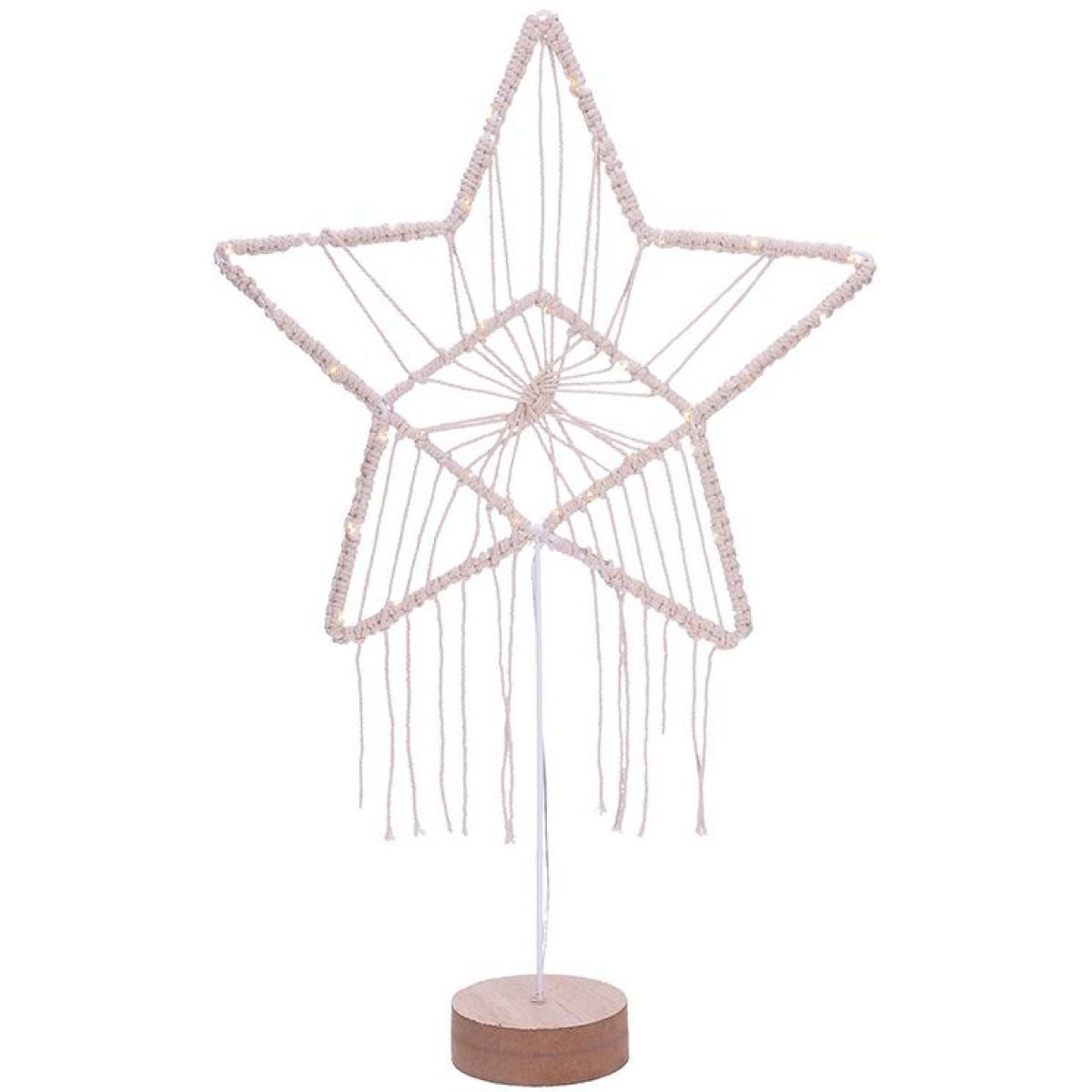 LED vánoční hvězda stolní, pletená, 35 x LED, 2 x AAA