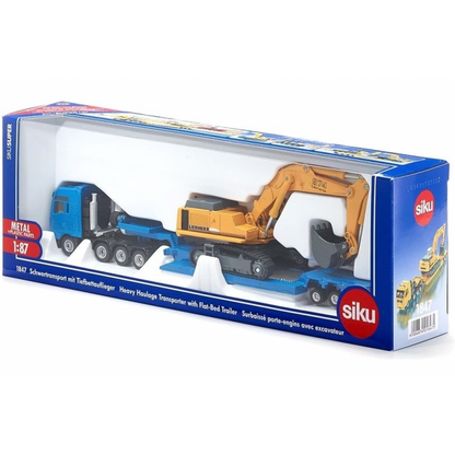 Siku Super Těžký náklad s podvalníkem a bagrem 1:87