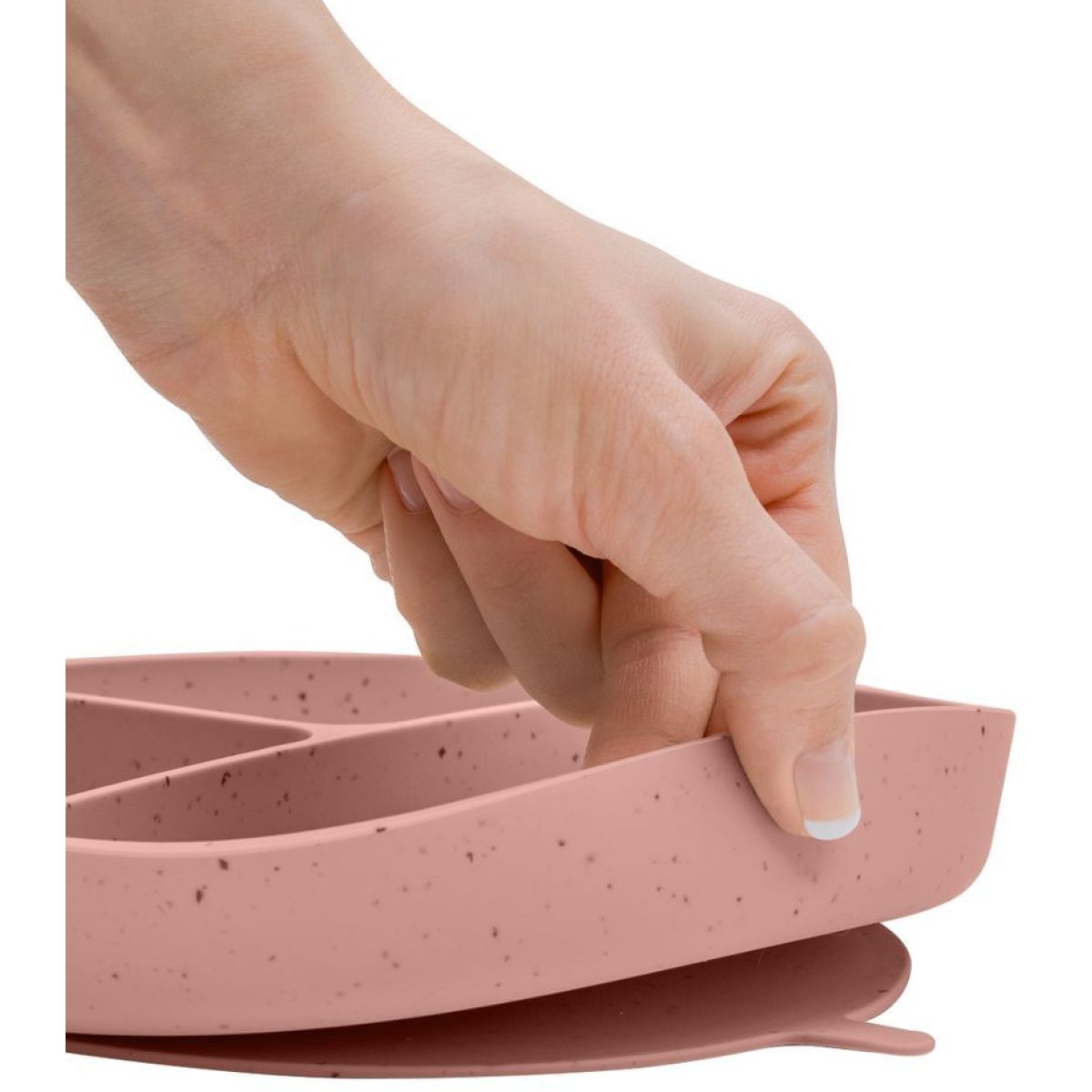 KikkaBoo Talíř dělený s přísavkou Platinum Silicone Blush