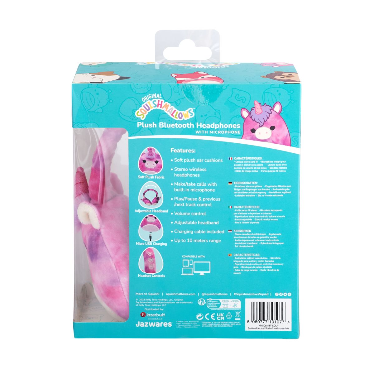 Lazerbuilt Squishmallows Plush Bluetooth Headphones - Lola