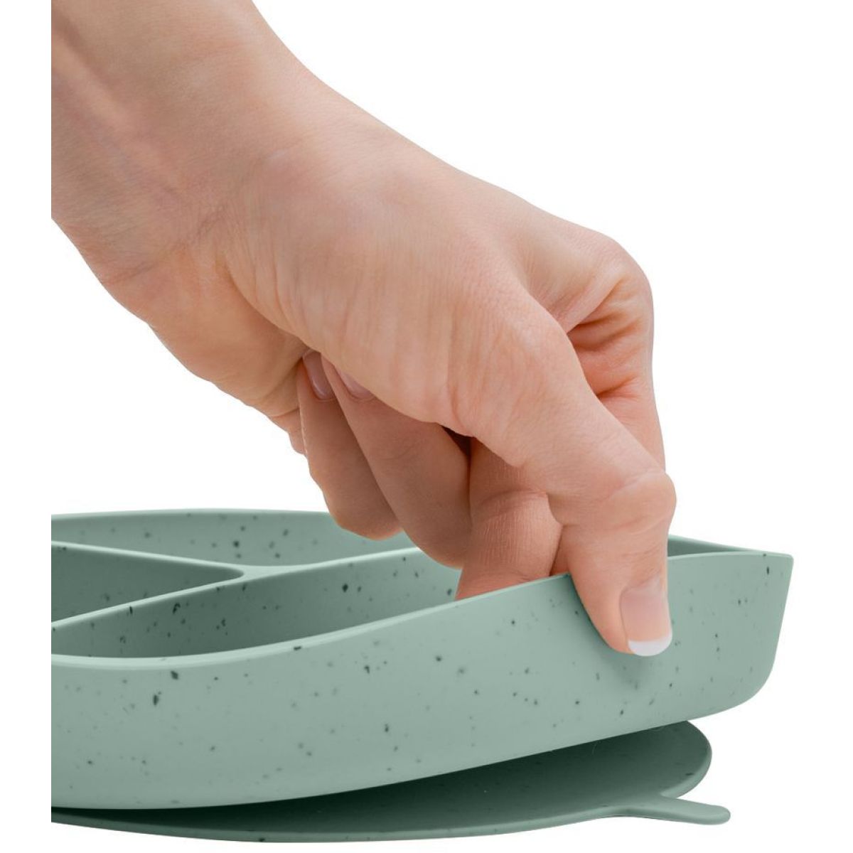 KikkaBoo Talíř dělený s přísavkou Platinum Silicone Sage