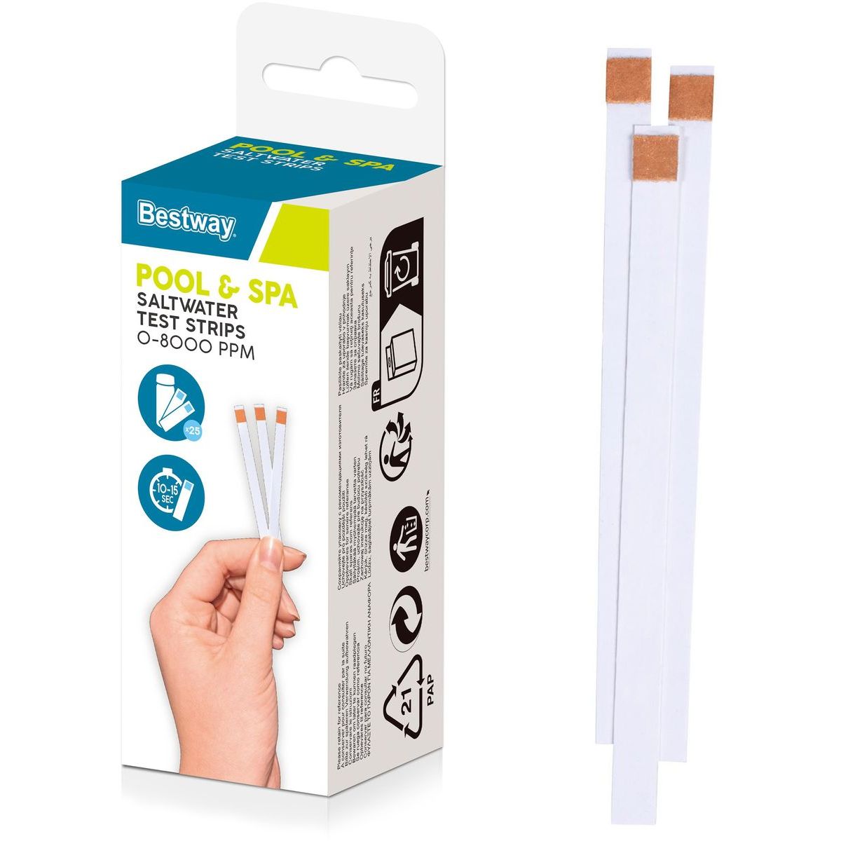 Bestway Testovací proužky na sůl v bazénu a vířivce 25 ks