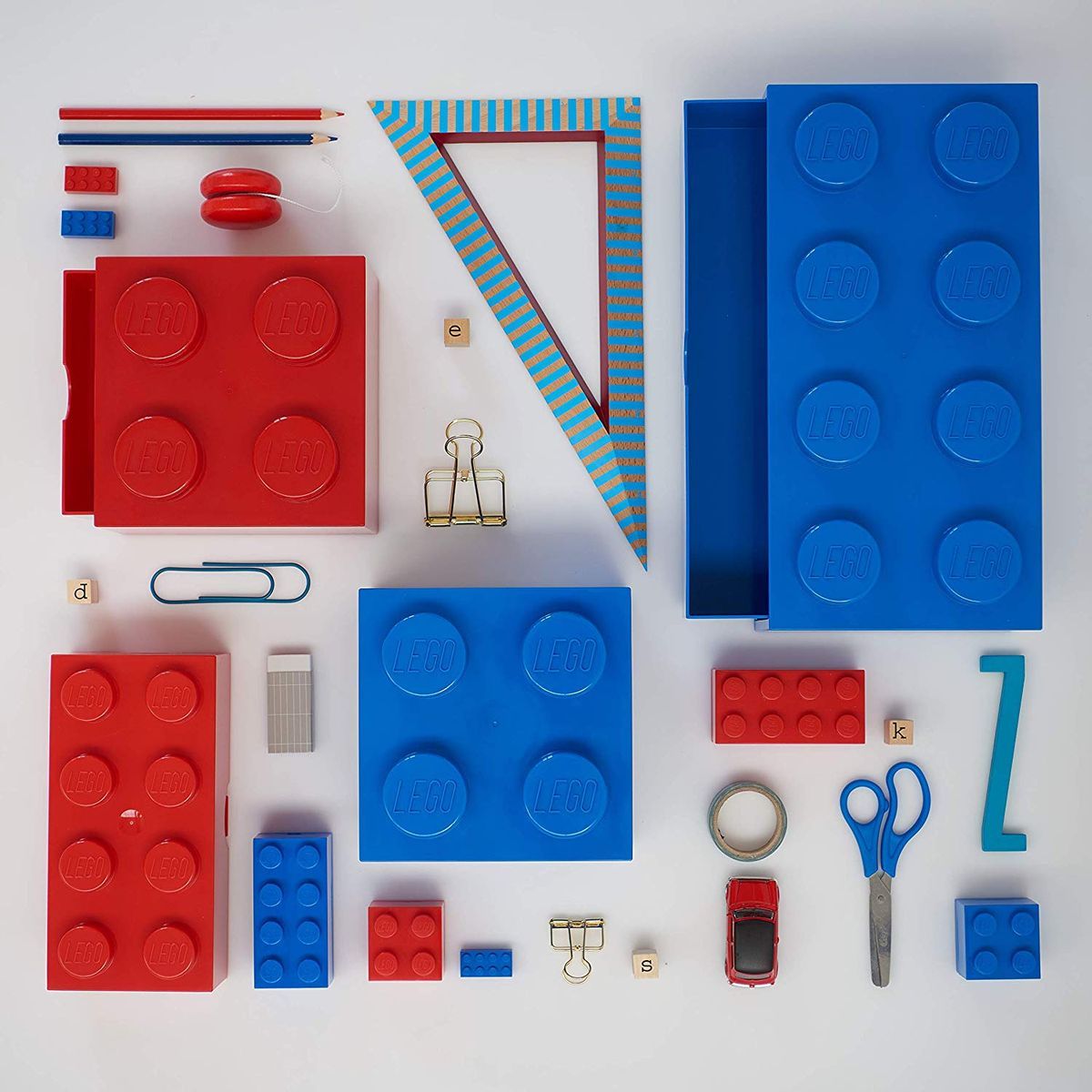 LEGO® stolní box 4 se šuplíky 15,8 x 15,8 x 11,3 cm - modrý