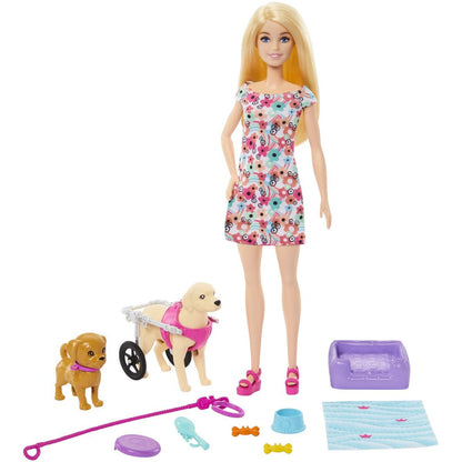 Barbie panenka a pejsek s invalidním vozíčkem