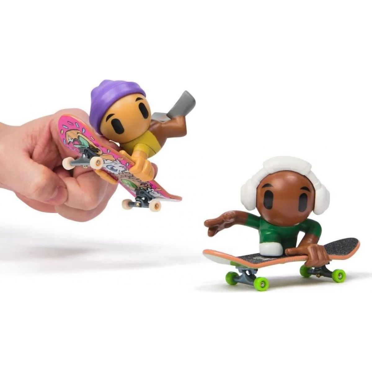 Tech Deck SK8 Crew fingerboard s figurkou Dvojbalení fialová čepice a bílá sluchátka