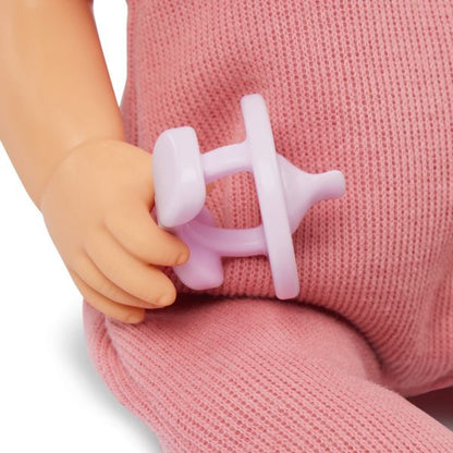 LullaBaby Panenka 35 cm v overalu s čelenkou Pink II