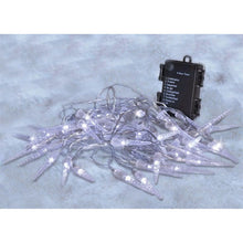 LED venkovní rampouchy, 50 LED, časovač, 8 funkcí, IP44, 3 x AA baterie