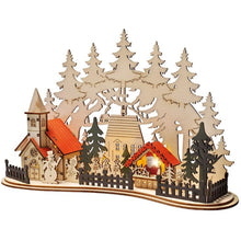 LED vánoční městečko s kostelem, 30 x 19 cm, 2 x AAA