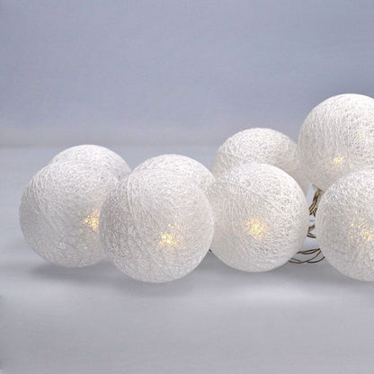 LED řetěz vánoční koule bavlněné, 10 LED, 1m, 2 x AA, IP20
