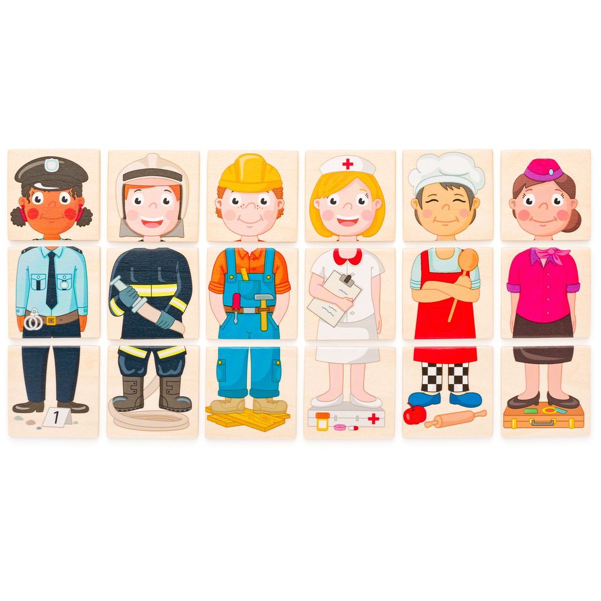 Woody Puzzle - Lidé a povolání z celého světa, v dř. krabičce