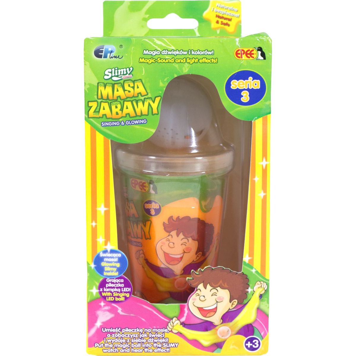 Slimy S3 sliz se svítící kuličkou oranžový