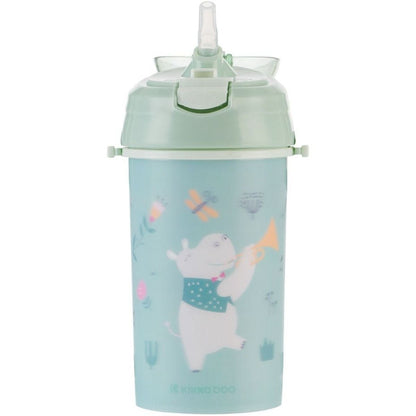 KikkaBoo Hrnek se silikonovým brčkem a popruhem 450ml Music Fest Mint