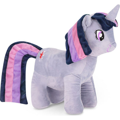 Spokey Sparkle Dětský cestovní polštářek a plyšová hračka 2 v 1 Jednorožec 30 cm