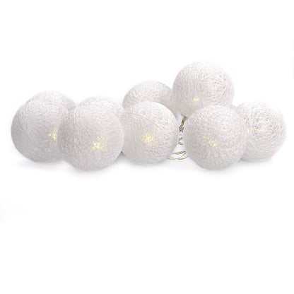 LED řetěz vánoční koule bavlněné, 10 LED, 1m, 2 x AA, IP20