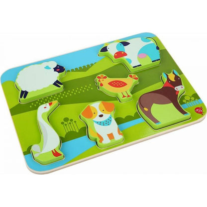 Lucy & Leo 226 Zvířátka na farmě dřevěné vkládací puzzle 7 dílů