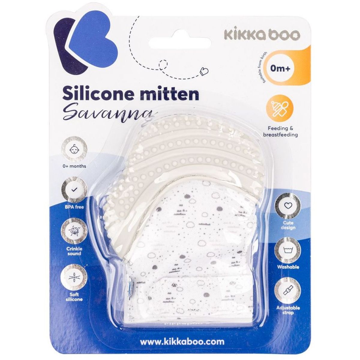 KikkaBoo Silikonová rukavička Savanna Grey