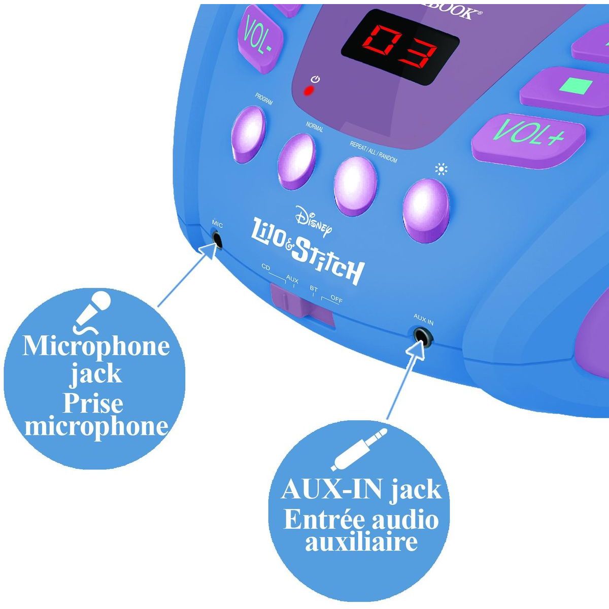 Lexibook CD přehrávač Stitch s bluetooth a světelnými efekty