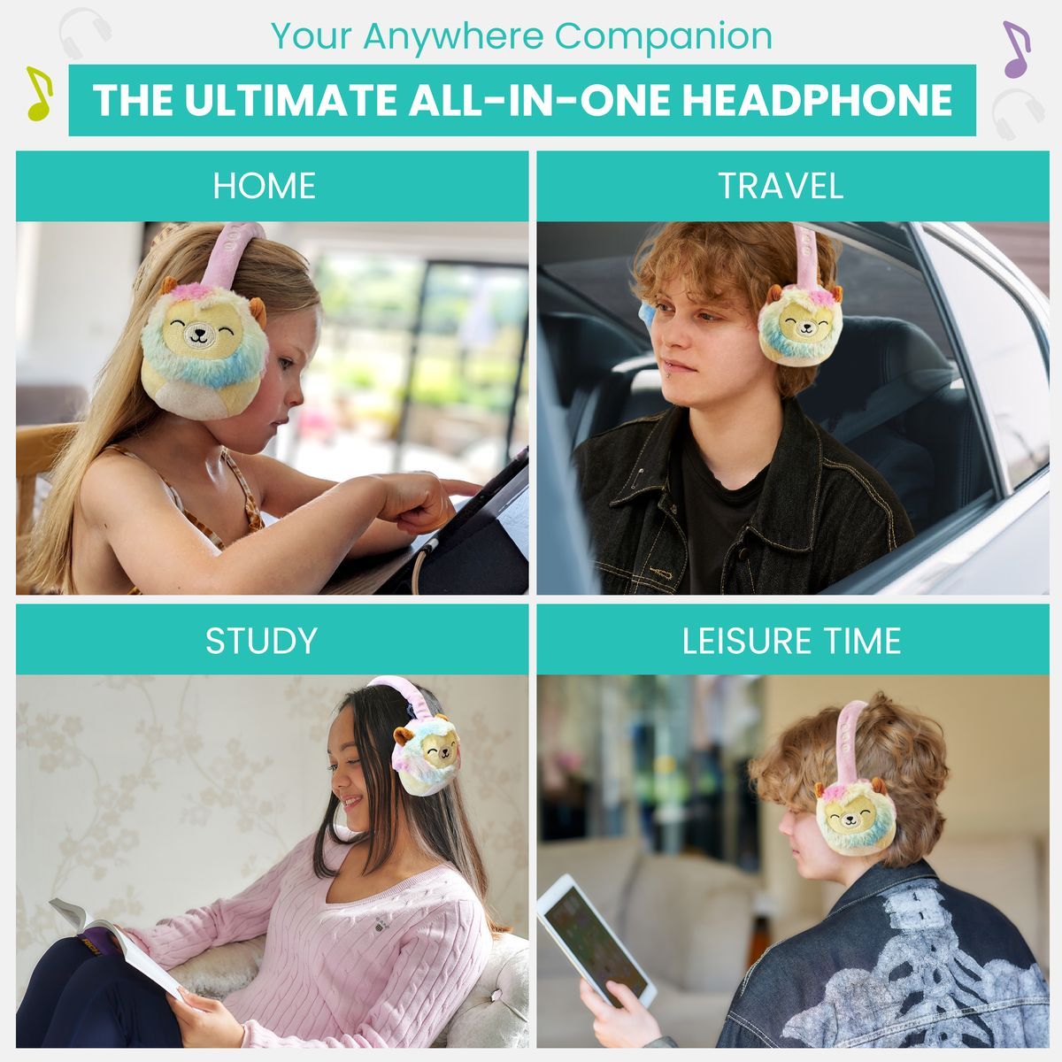 Lazerbuilt Squishmallows Plush Bluetooth Headphones - Leonard