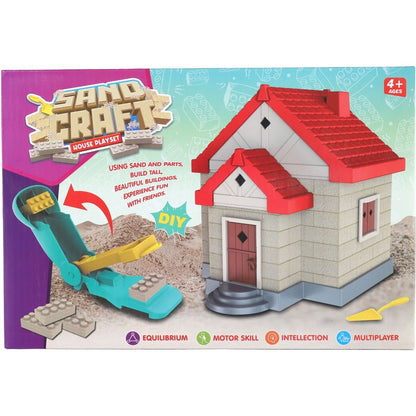 Teddies Stavebnice dům s pískem plast s doplňky v krabici 28x19x8cm