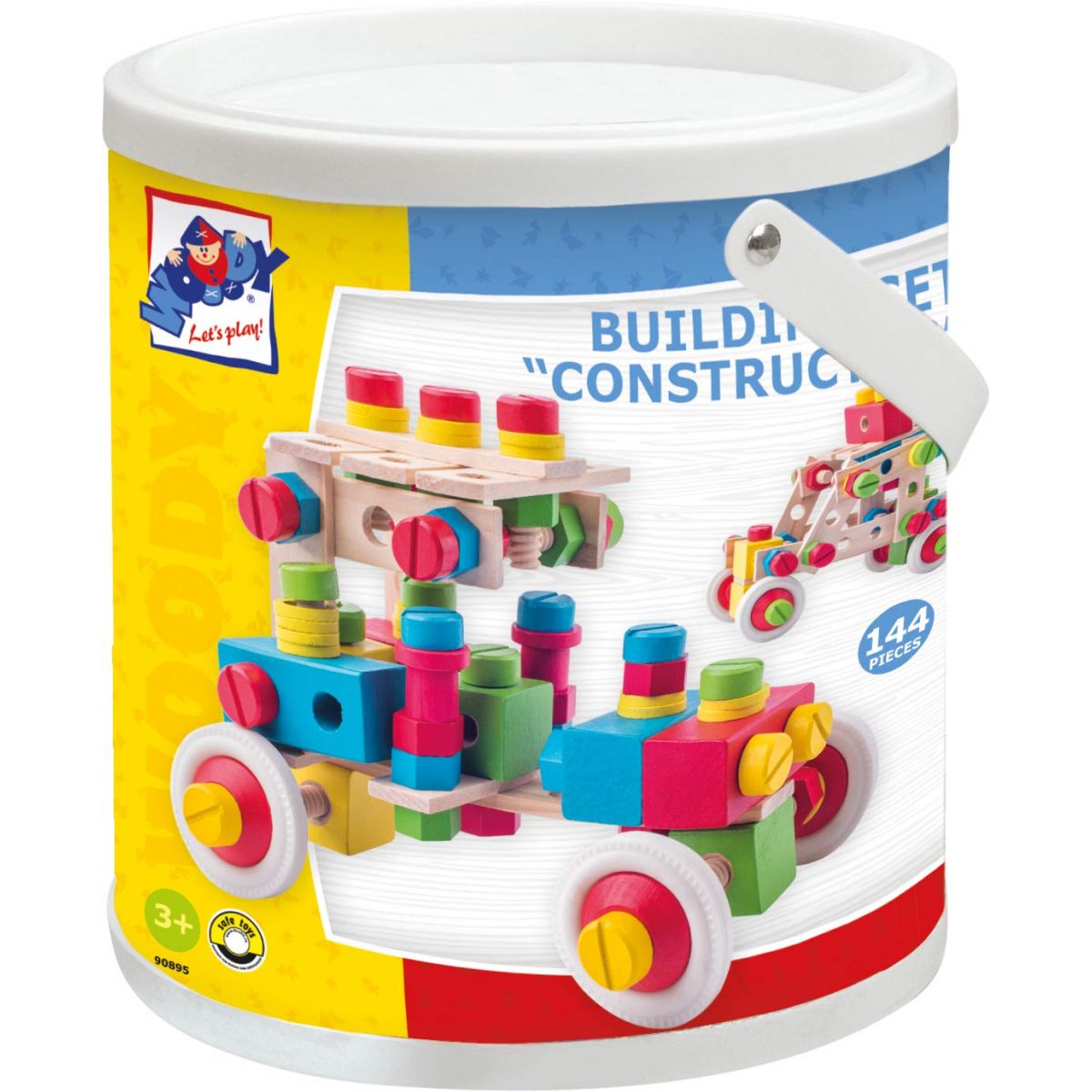 Woody Constructor Montážní stavebnice v kyblíku 140 dílů