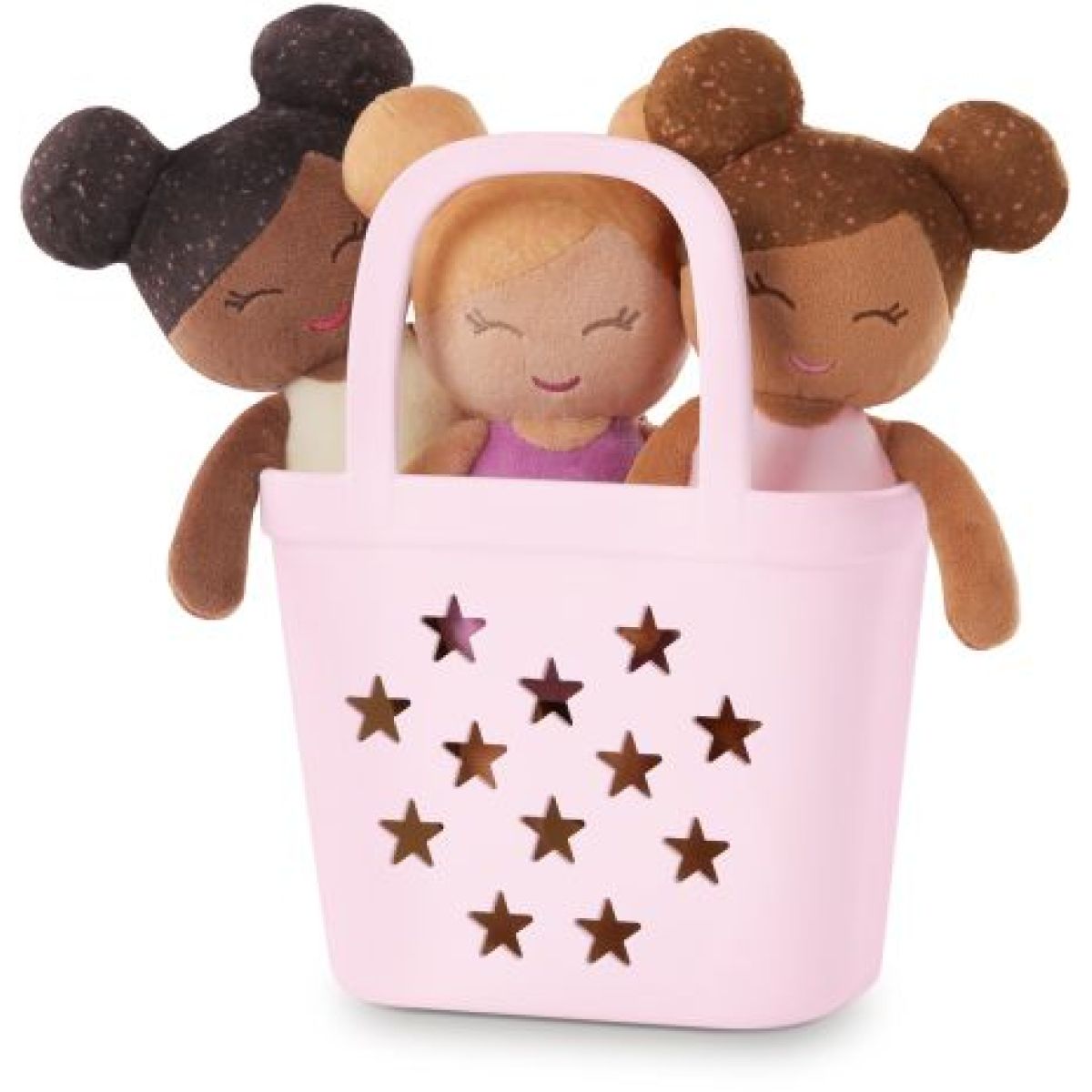 LullaBaby Panenky plyšové do vany v košíku Pink