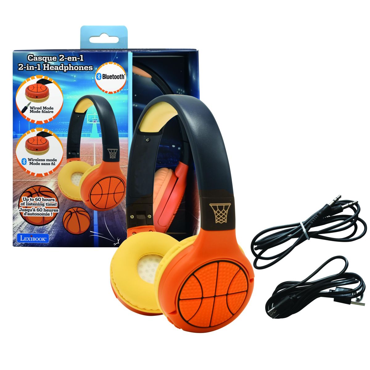 Lexibook 2v1 bluetooth skládací sluchátka Basketbal s limitem hlasitosti