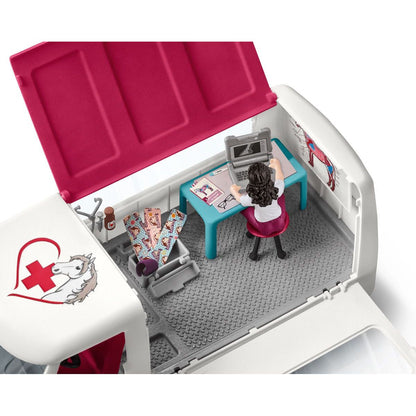 Schleich 42439 Mobilní veterinární klinika s klisnou a ošetřovatelem, new - Poškozený obal
