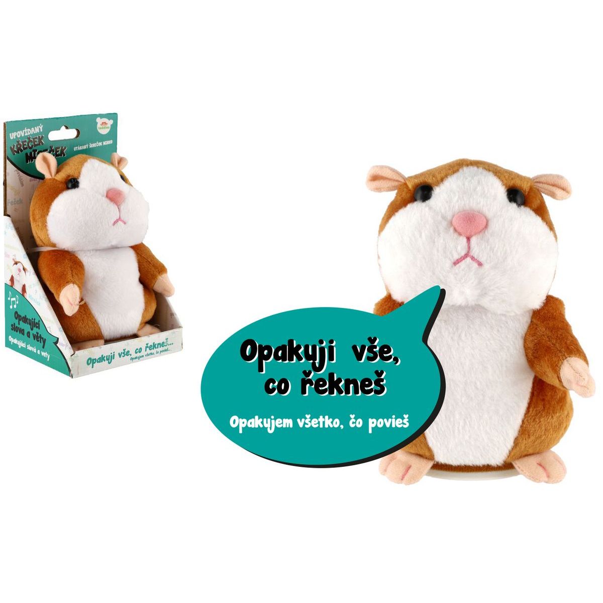 Teddies Plyšový křeček Mireček opakující věty 18 cm