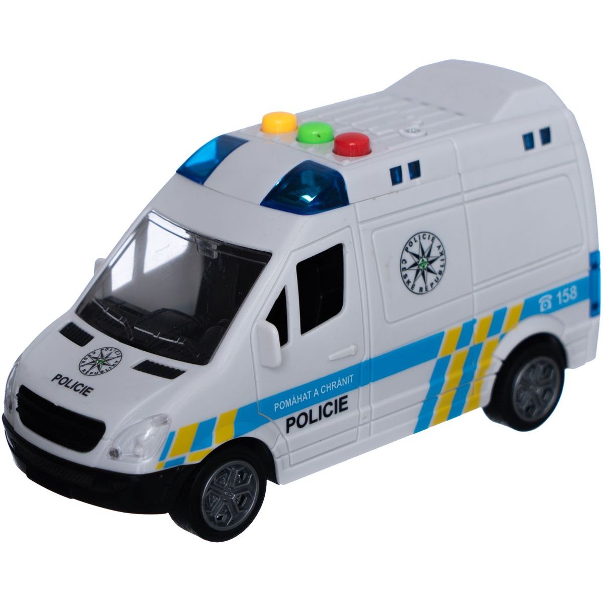 Policejní dodávka 15 cm se zvukem se světlem na setrvačník