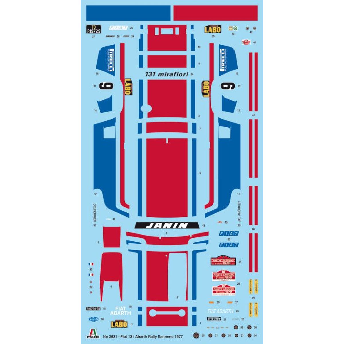Italeri Model Kit auto 3621 Fiat 131 Abarth 1977 San Remo Rally Winter (1:24) - Poškozený obal