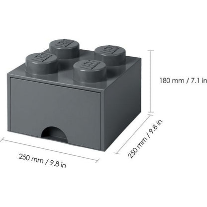 LEGO® úložný box 4 s šuplíkem 25 x 25 x 18 cm - Tmavě šedá