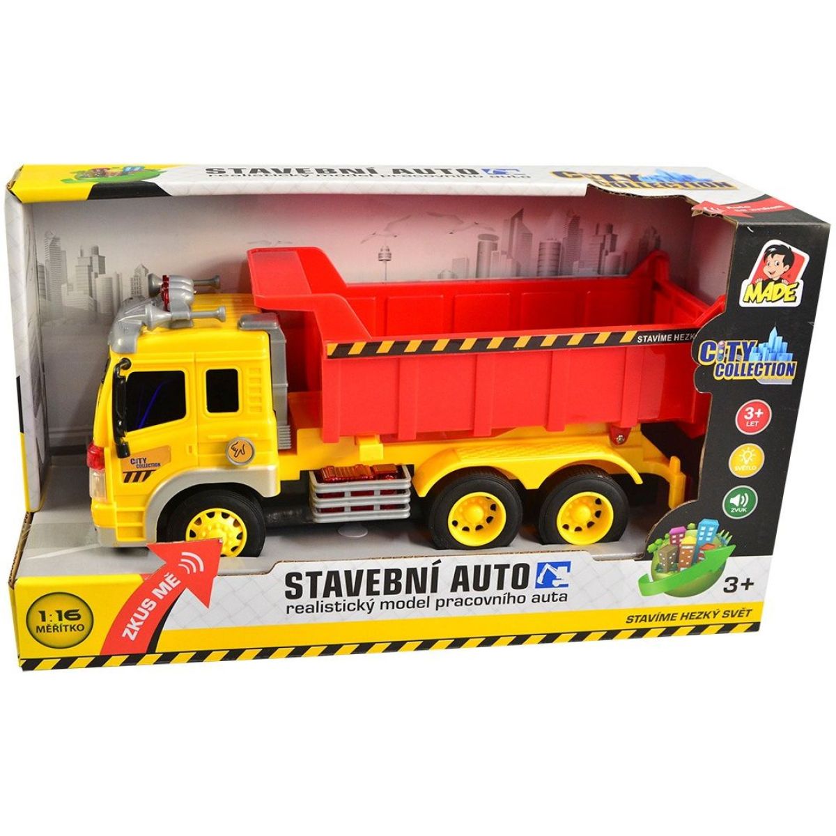 MaDe Auto stavební nákladní na baterie a na setrvačník