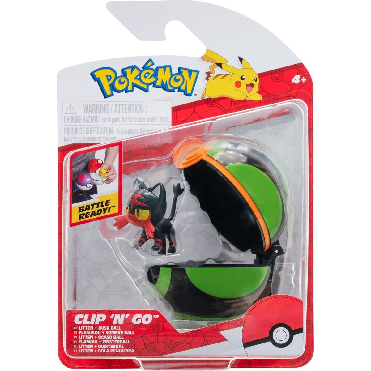 Jazwares Pokémon Clip N Go Poké Ball Litten a Dusk Ball