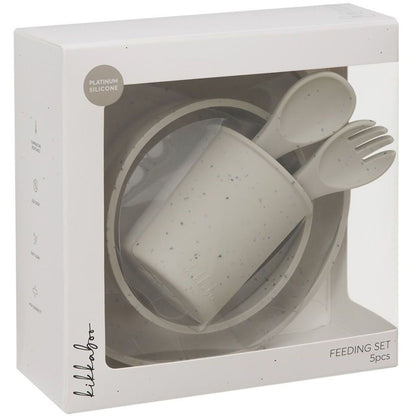 KikkaBoo Jídelní sada 5-dílná Platinum Silicone Sand