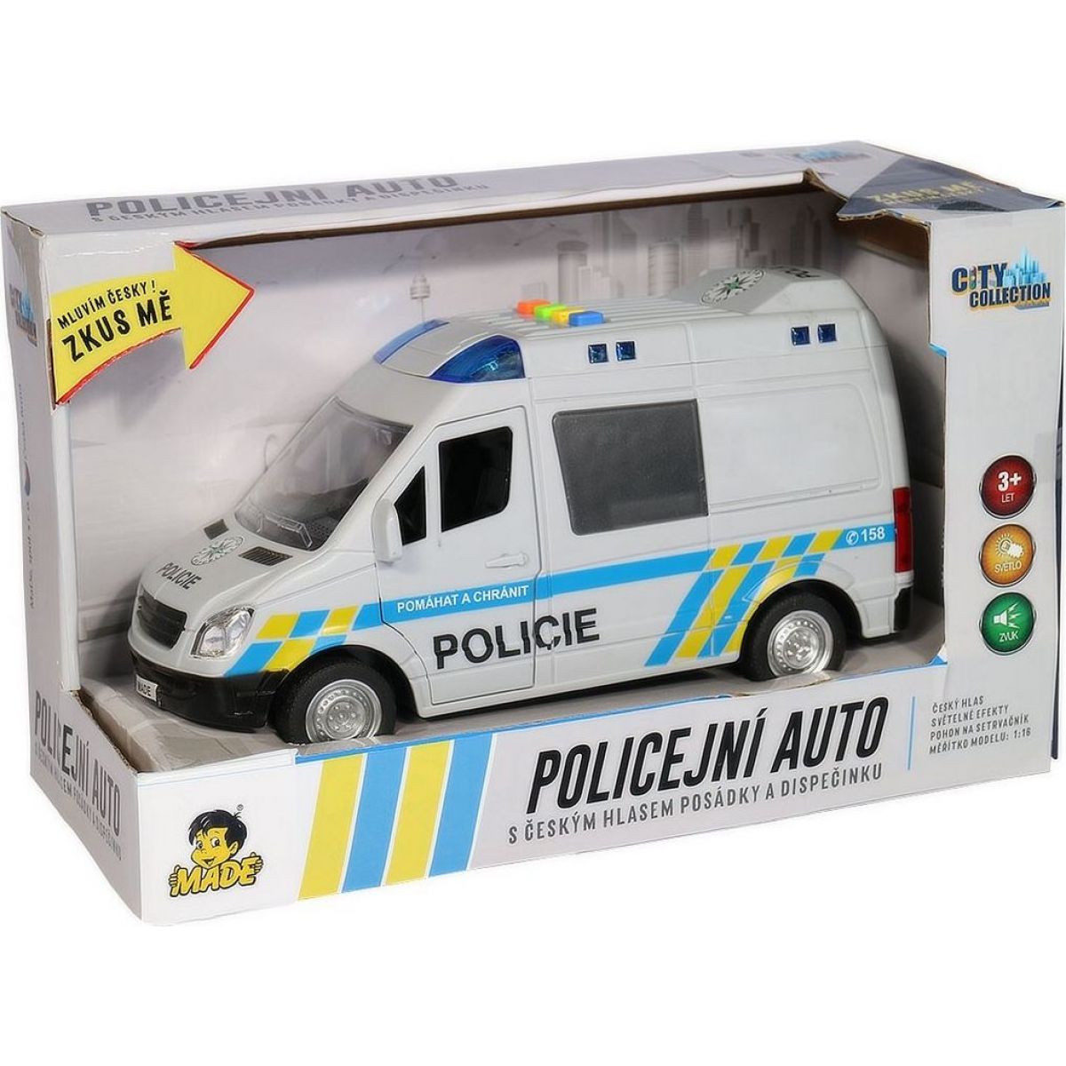 Auto policejní dodávka na setrvačník se zvukem