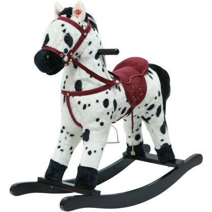Teddies Kůň houpací bíločerný plyš 71cm
