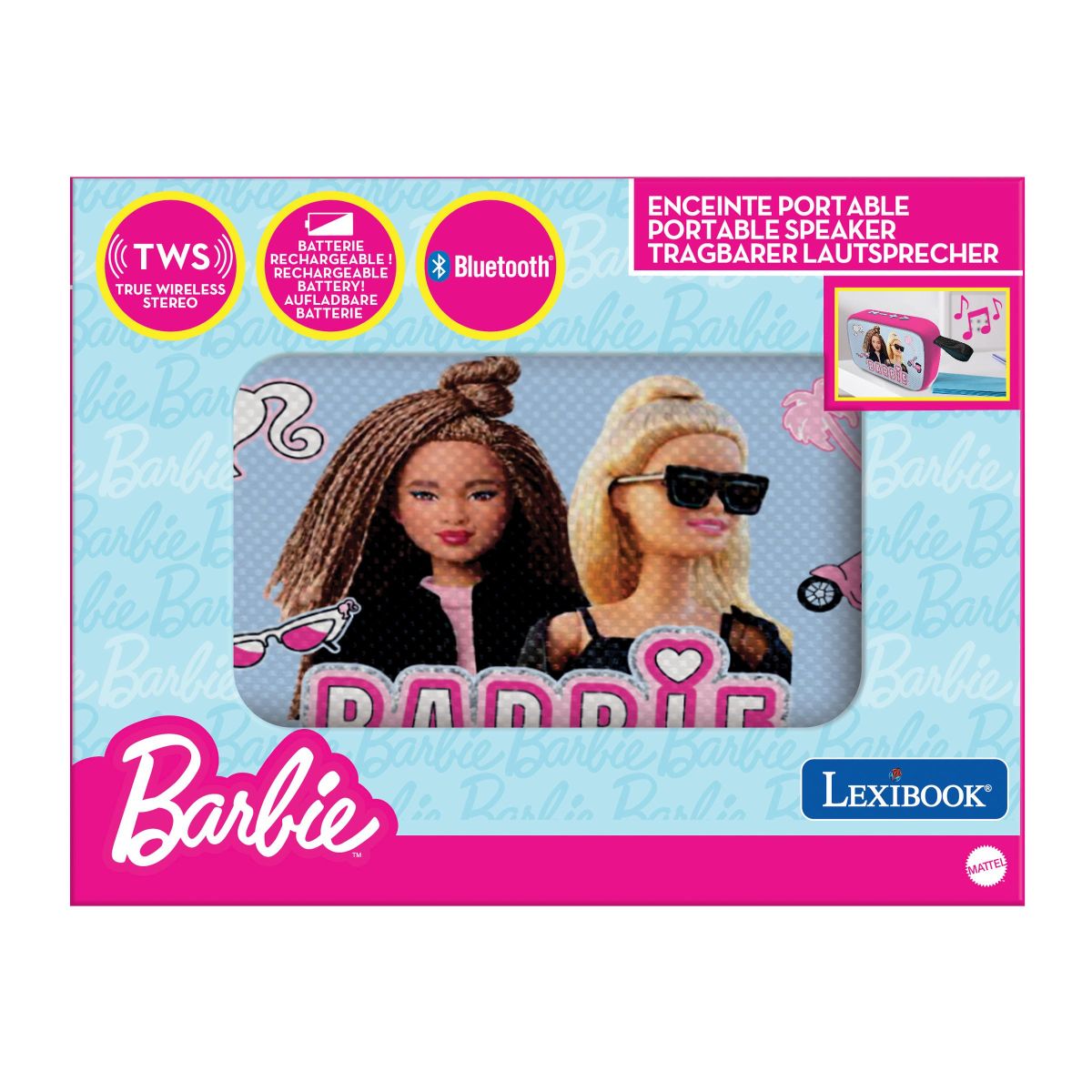 Lexibook Reproduktor Barbie s látkovým povrchem