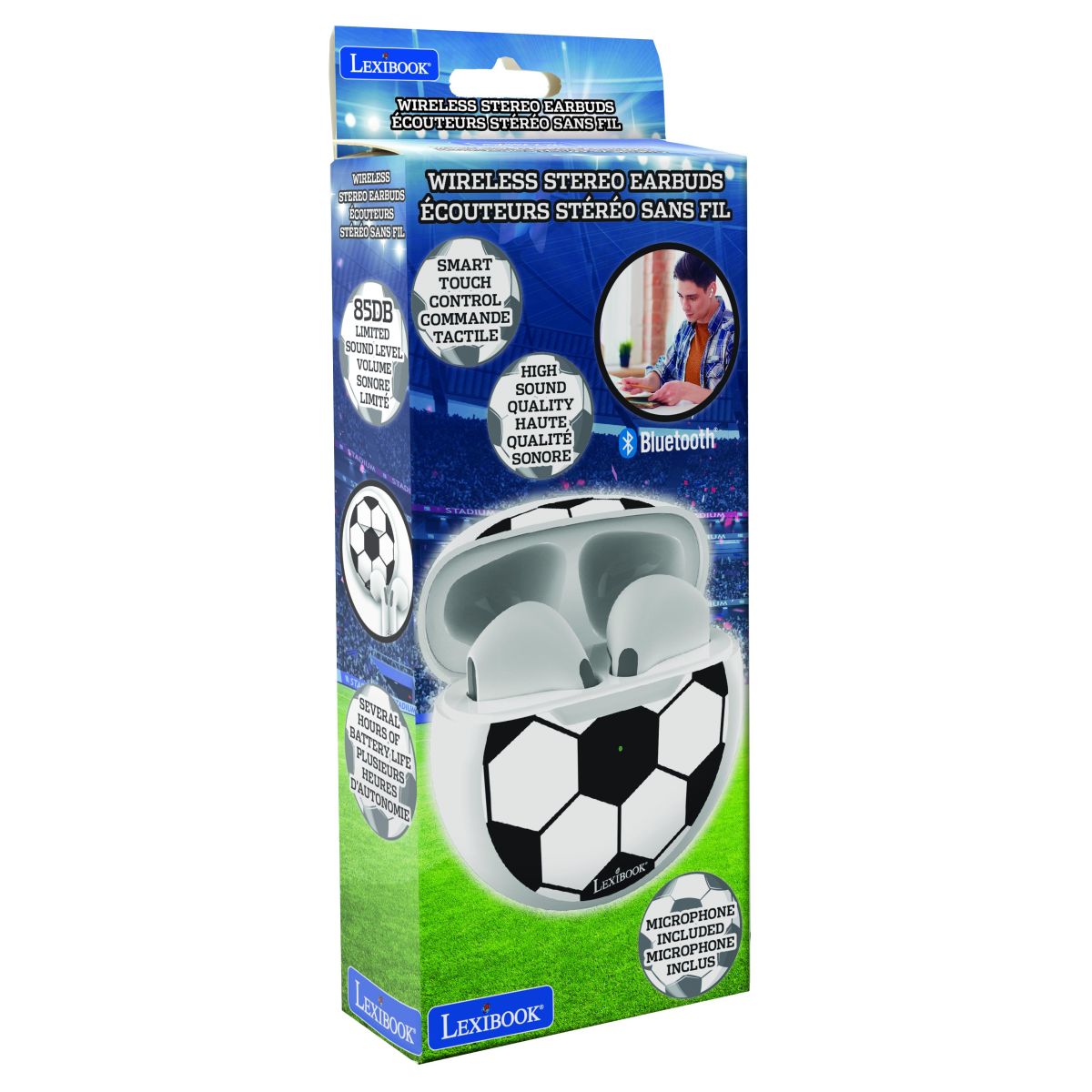 Lexibook Bluetooth sluchátka do uší Fotbal s vestavěným mikrofonem