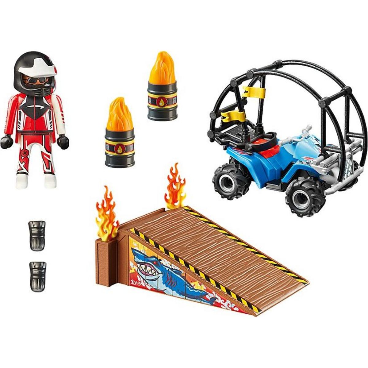 PLAYMOBIL® 70820 Starter Pack Kaskadérská show se čtyřkolkou a ohnivou rampou