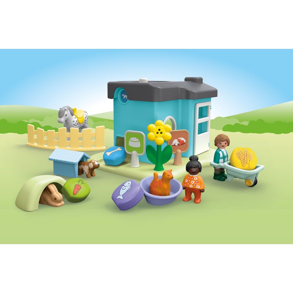 PLAYMOBIL® 71690 1.2.3: Ustájení zvířat s dávkovačem krmiva