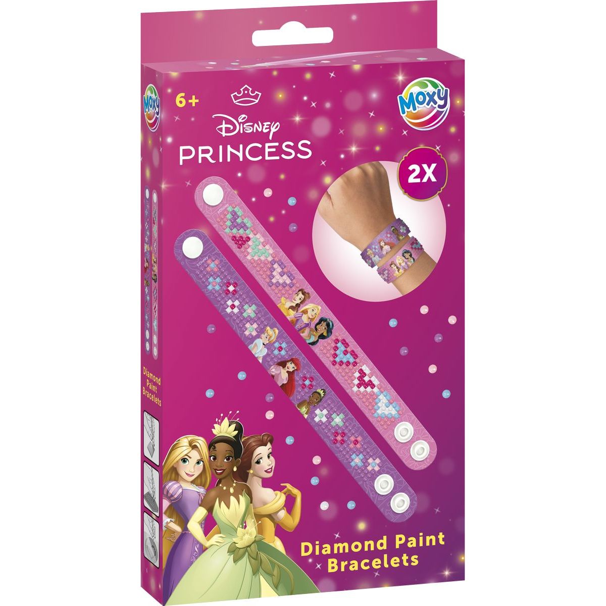 Diamantové malování Disney Princezny - výroba náramků 2 ks