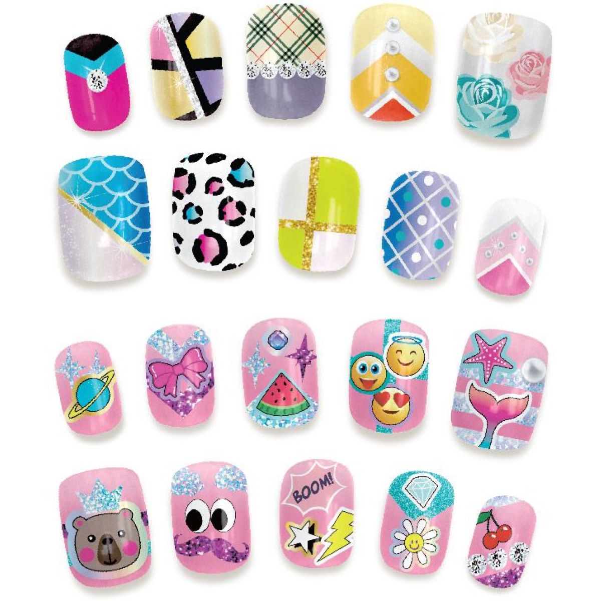 Tasia Stylová sada Nail Art s třpytkami a samolepkami