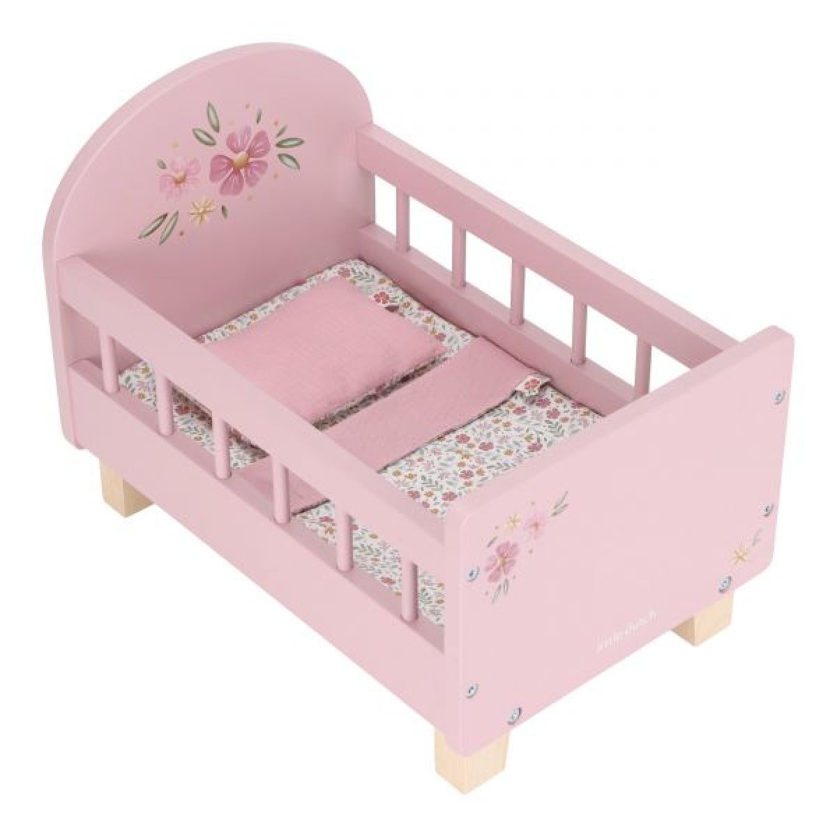 Little Dutch Postýlka pro panenky dřevěná s peřinkou Pink