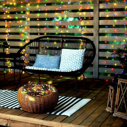 LED venkovní vánoční řetěz, 50 LED, 5 m, přívod 5 m, 8 funkcí, časovač, IP44, vícebarevný