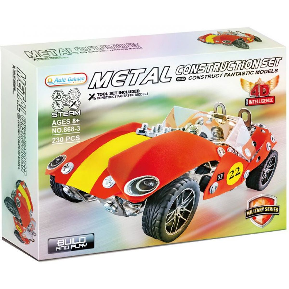 Alltoys Kovová stavebnice retro závodní auto 230 dílků